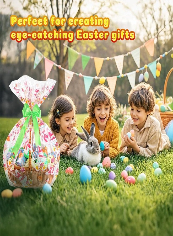 HRX Package 10 PCS Easter Basket Bags Flat Bottom 25.6x23.6x6.3 Inches, Large Clear Cellophane Wrap for Gifts & Basket Wrapping, Bunny & Egg Designs - Image 5